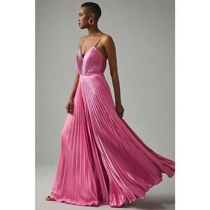 Ieena for Mac Duggal Wide Leg Jumpsuit Pleated Pink Size 8